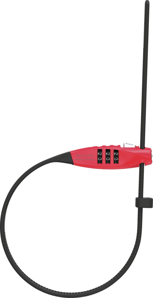 Speciální uzamykatelné stahovací lanko s ocelovým jádrem Combiflex (délka kabelu 45cm,červená), ABUS