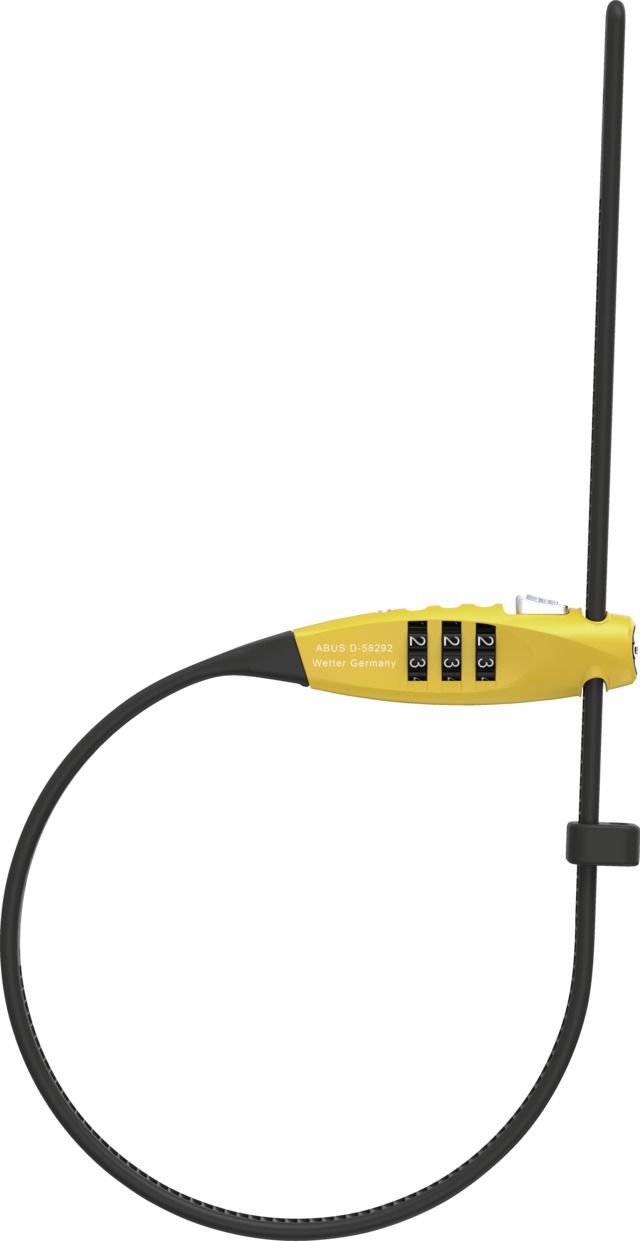 Speciální uzamykatelné stahovací lanko s ocelovým jádrem Combiflex (délka kabelu 45cm,žlutá), ABUS